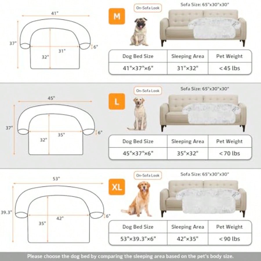 Calming Dog Bed Fluffy Plush Dog Mat for Furniture Protector with Removable Washable Cover for Large Medium Small Dogs and Cats Large Light Grey