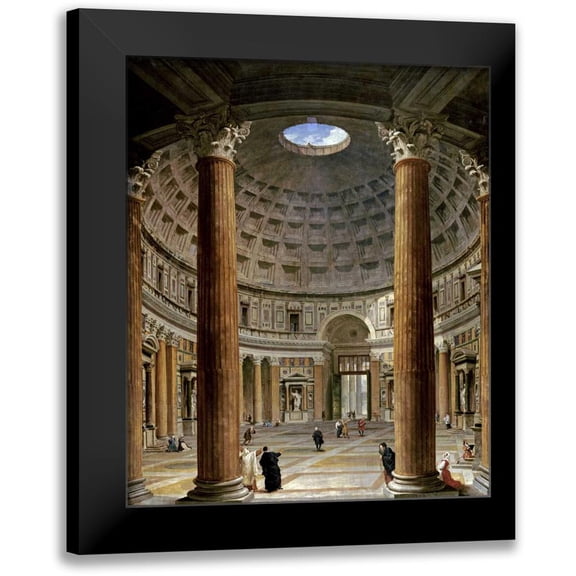 Panini, Giovanni Paolo 12x14 Black Modern Framed Museum Art Print Titled - The Interior of The Pantheon, Rome
