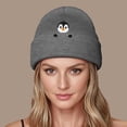 thumbnail image 2 of XIAOCHA Warm Fall‑Winter Beanie for Women，Penguin‑Embroidered Beanies，Daily Outdoor Headwear,Grey, 2 of 6