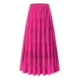 thumbnail image 3 of Dpytoraw Women's Chiffon White Flowy Maxi Skirts Boho Summer Elastic Waisted Pleated A Line Long Skirt For Women Plus Size Bodycon Skirt with Control Top Pink, 3 of 3