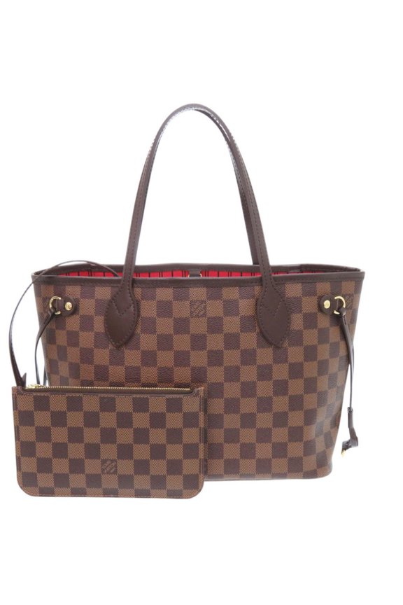 Pre-Owned Louis Vuitton Neverfull PM Handbag with Pouch, Damier N41359 Cerise Tote Bag LV 0086...