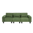 thumbnail image 5 of 84.6 Inch L Shaped Corduroy Fabric Sofa, 3 Seater Upholstered Couch with Chaise & 3 Waist Pillows, Modular Sectional Lounge Sleeper Sofa for Living Room, Green, 5 of 7