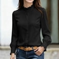 thumbnail image 4 of jjayotai Women's Button down Shirts Long Sleeve Smocked Cuffed Ruffle Collar Blouses Fall Work Business Casual Tops, 4 of 6