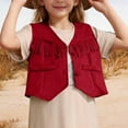 thumbnail image 5 of Lovzfmll Toddler Girls Suede Vest, Western Fringe Cropped Design, Open Front Warm Winter Wear for Style for 3-12 Years, 5 of 6