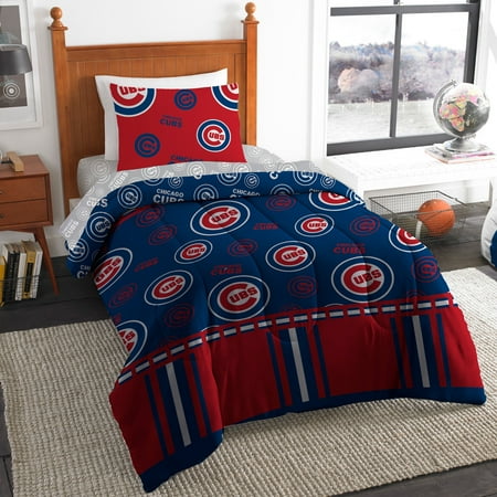 MLB Chicago Cubs Bed In Bag Set, 100% polyester, Twin Size, Team Colors, 4 Piece Set