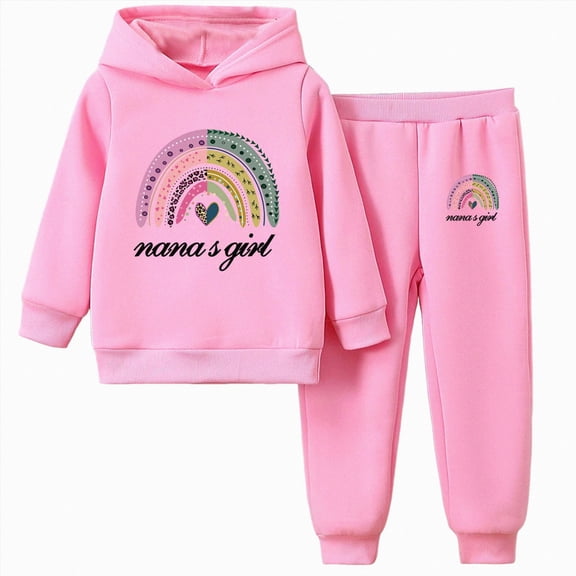Wonitaaizi Kids Girls Jogger Sets Pullover Hooded Cropped Sweatshirt Tops and Sweatpants 2PCS Set (3-4 Years,Pink)