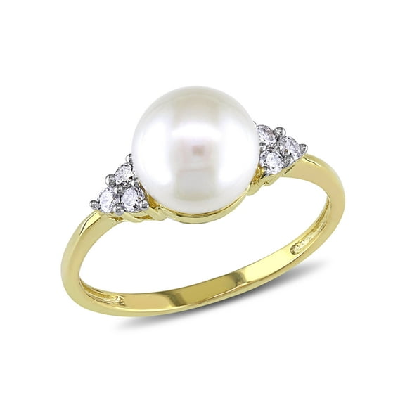 Everly Women's Cultured Pearl and Diamond 10K Yellow Gold Engagement Ring