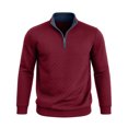 thumbnail image 5 of Busydd Quarter Zip Pullover Men with Quilted Texture Fashion Stand Collar Solid Color Long Sleeve Men's Sweatshirts L, 5 of 9