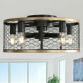 thumbnail image 2 of 20 Inch Indoor Caged Ceiling Fan with Light Remote Control Led Bulb Ceiling Fan,Black Metal Electrical Appliances Fans, 2 of 8