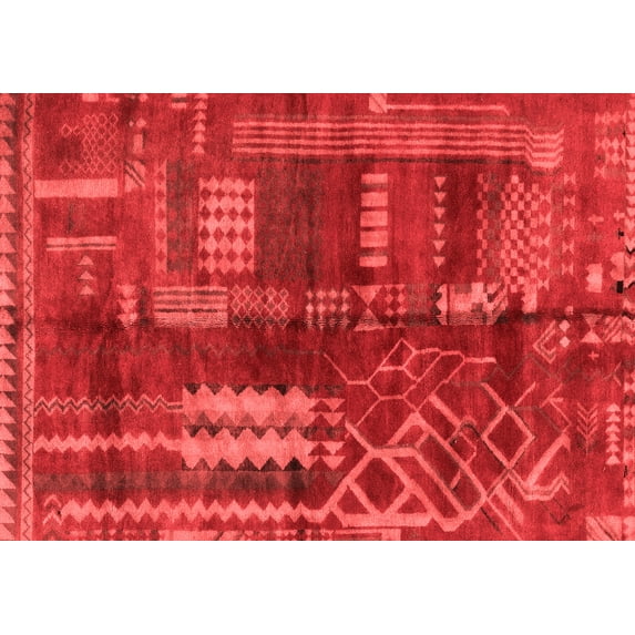 Ahgly Company Indoor Rectangle Oriental Red Modern Area Rugs, 7' x 10'