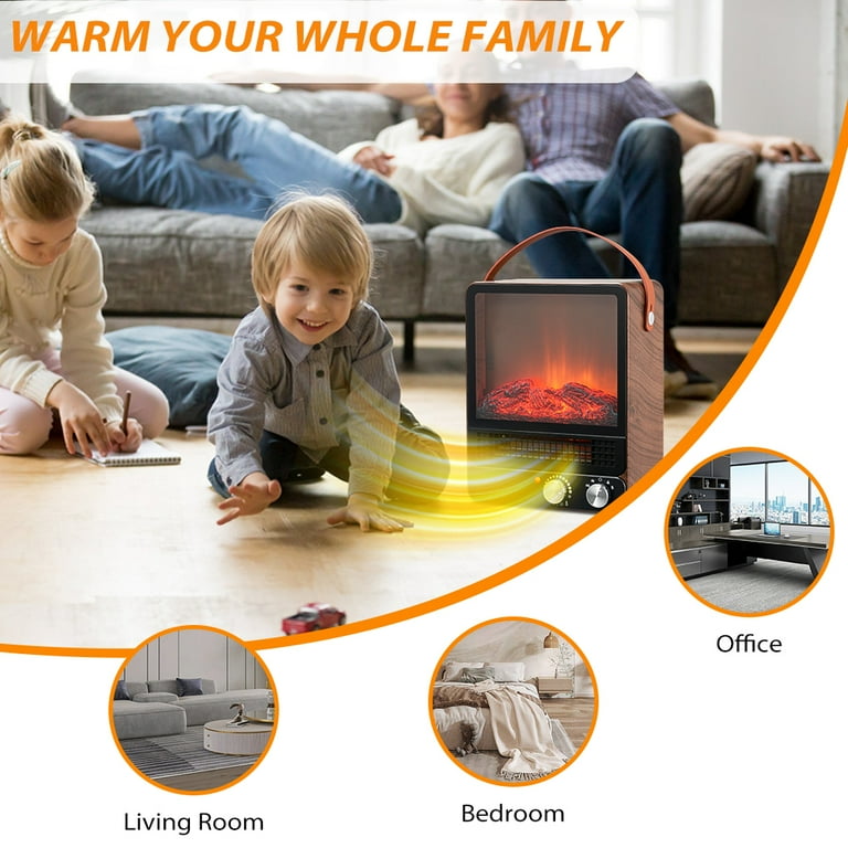 Electric Fireplace Heater, Mini Portable Fireplace Heater for Indoor Use,  Space Heater Fireplace with 3s Fast Heating, 1500W/750W 2 Modes, 3D Flame  Effect, Overheat Tip-Over Protection, Carry Handle - Walmart.com