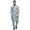 thumbnail image 1 of Atasi Designer Kurta Pajama For Men Printed Angrakha Kurta Set Summer Clothing, 1 of 3