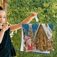 thumbnail image 5 of Snowy Gingerbread House Town Hand Towels 2 PCS, Christmas Tree Kitchen Towel Ultra Soft and Highly Absorbent,Decorative Fingertip Face Towel for Bathroom Hotel, 28.3"x14.4", 5 of 5