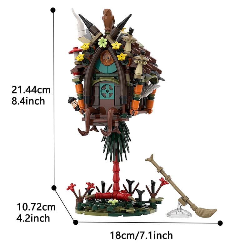 349PCS Baba Yaga Magical Witch House Building Bricks Kit Fantasy Fairy Tale Cottage MOC Assembly Model Desktop Decoration Toy