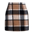 thumbnail image 4 of Cyglowse Women's Wool Plaid High Waist Skirt Bodycon Pencil Zipper Back Mini Skirts Khaki 2XL, 4 of 6