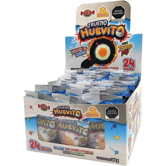 Las Delicias Trueno Huevito Egg-Shaped Gummy with Popping Candy 24pz