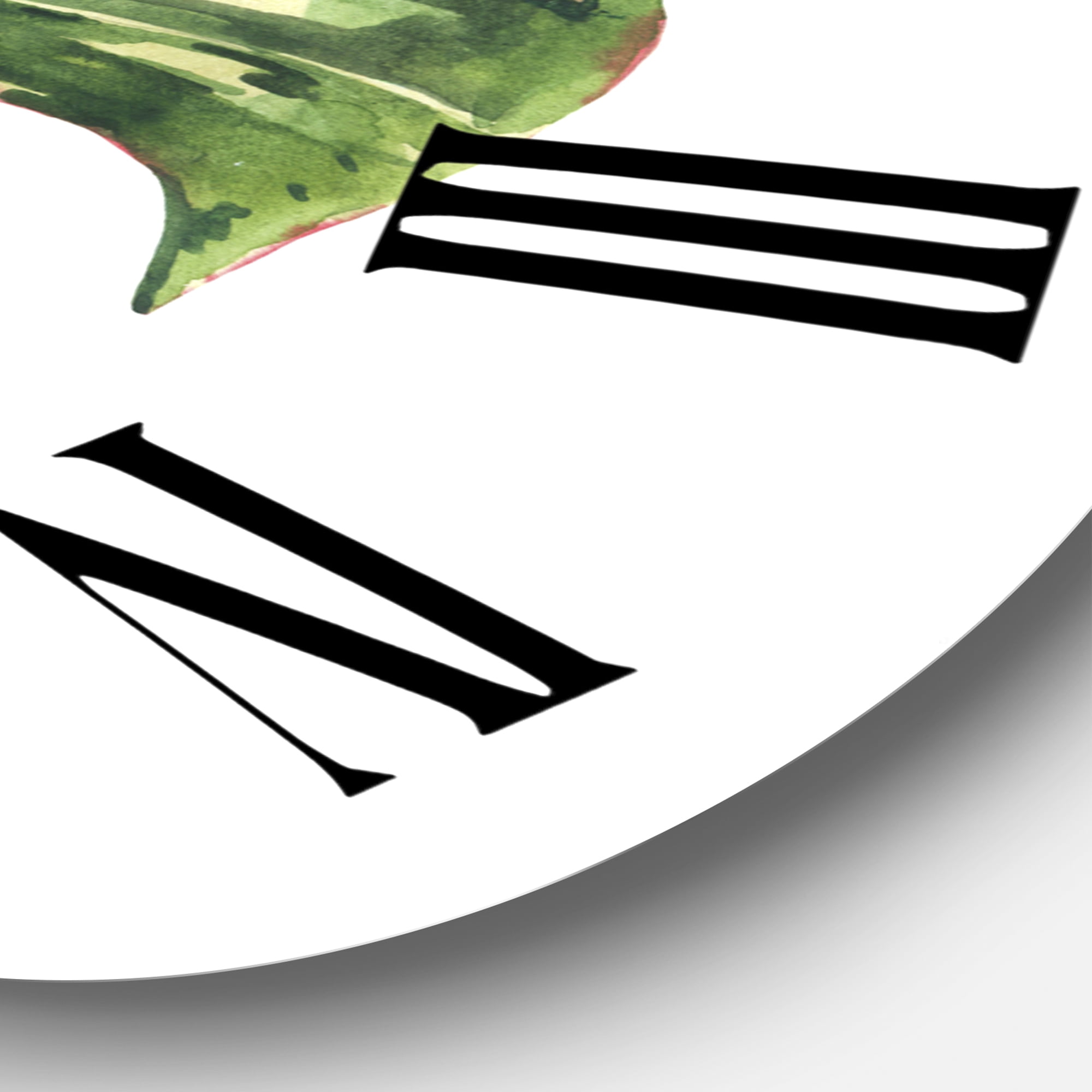 Designart 'Tropical Green Leaves In Summer Times Iii' Tropical Wall Clock