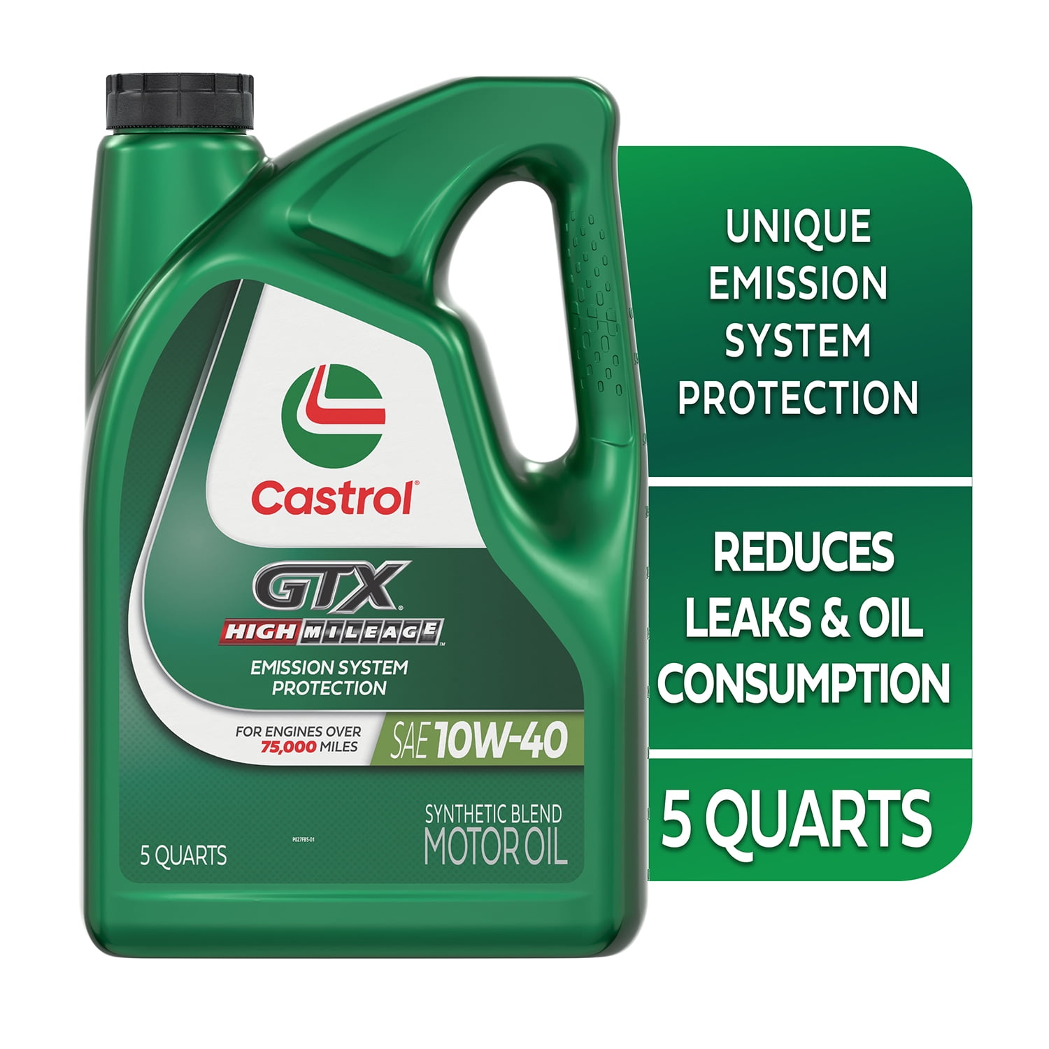 (2 pack) Castrol GTX High Mileage 10W-40 Synthetic Blend Motor Oil, 5 Quarts