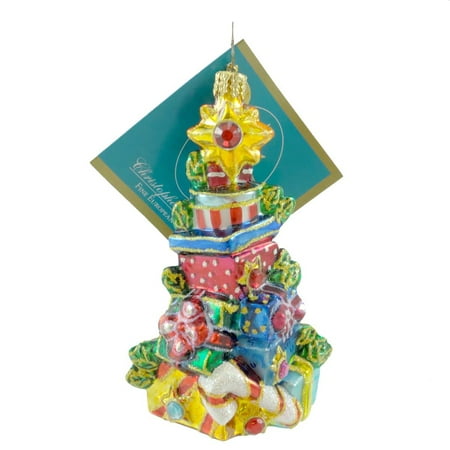 Christopher Radko CHRISTMAS SPREE TREE Glass Ornament Present Star