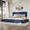 Blue (YS188-38), variant on Towallmark Full Size Bed Frame, with 4 Storage Drawers & Adjustable Headboard and Storage, Linen Upholstered Platform Beds, Noise-Free & No Box Spring Needed, White