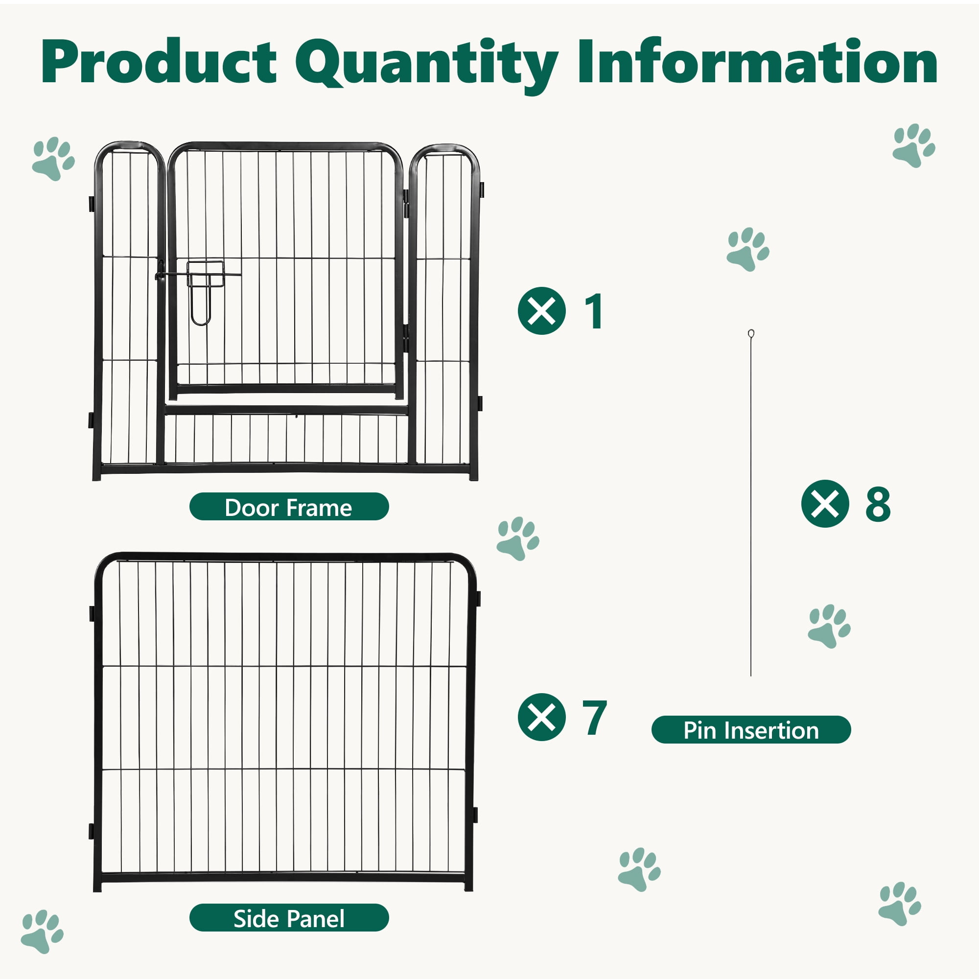 WLLJOY Dog Playpen, 24 Inch 8 Panels Heavy Duty Metal Pet Fence for Indoor/Outdoor, Large Dog Exercise Pen for RV Camping/Yard/Garden, Black