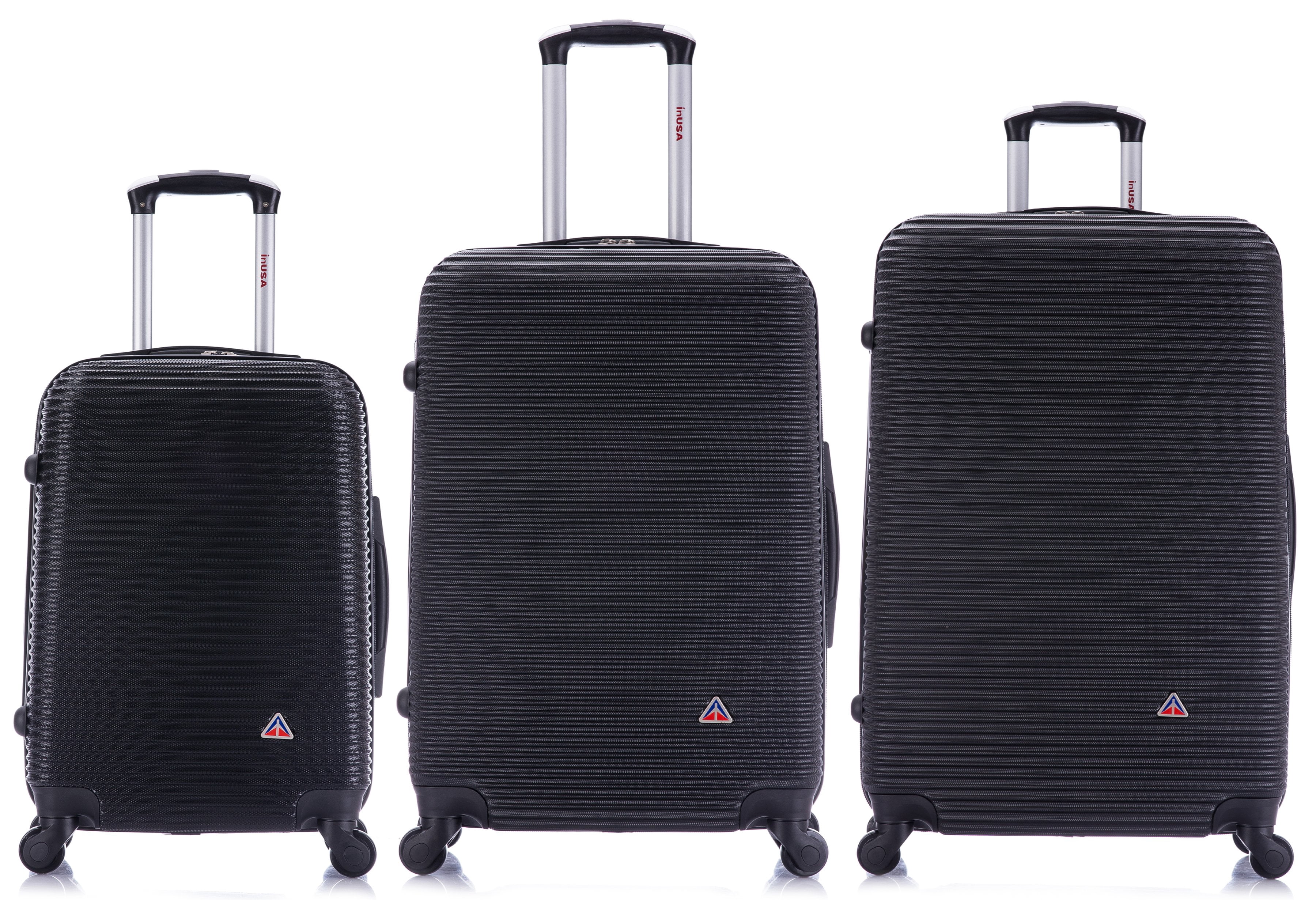 InUSA Royal 3-Piece Hardside Luggage Sets with Spinner Wheels, Handle, and Trolley, (20"/24"/28"), Black