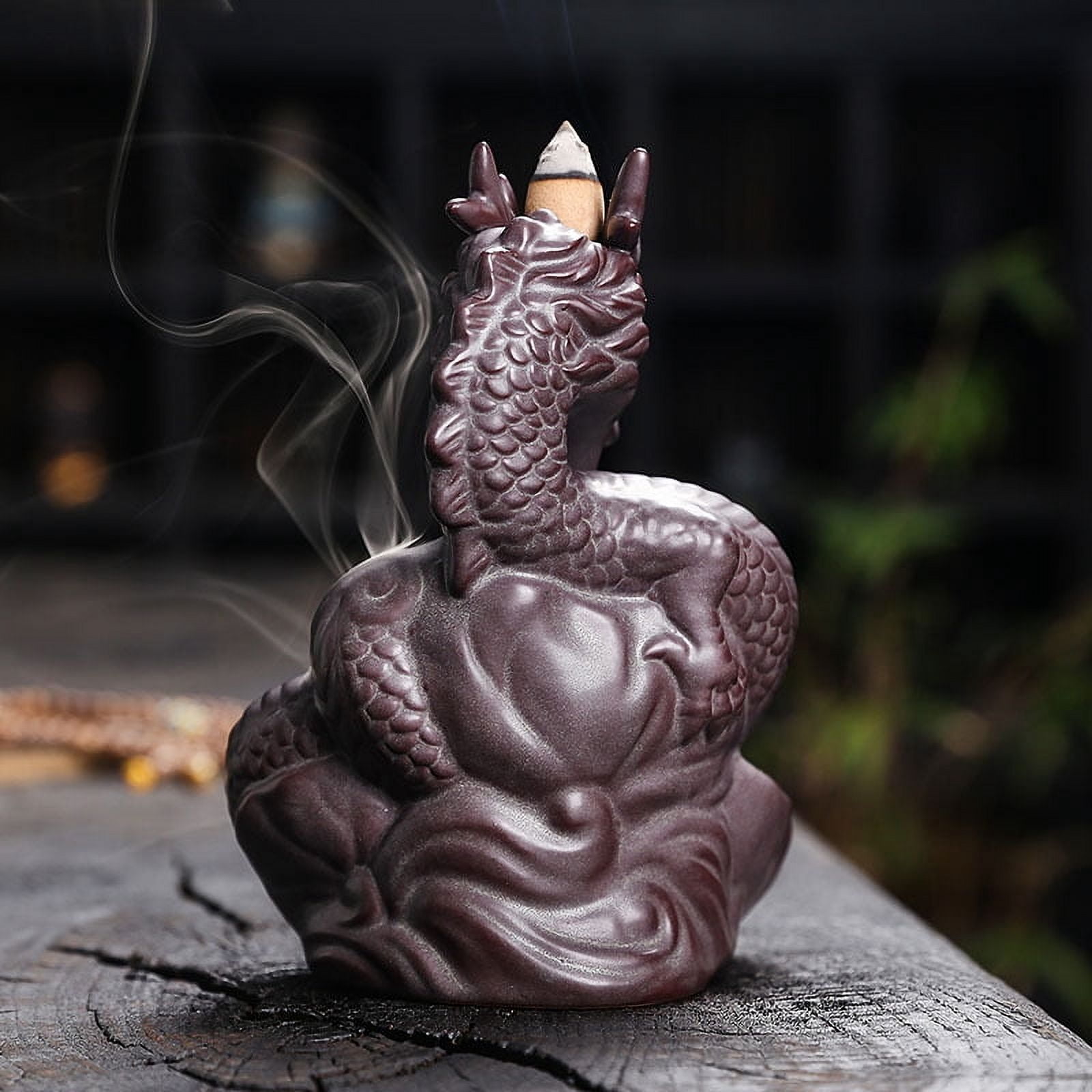 Ceramic Dragon Backflow Incense Burner Creative LED Light Chinese Loong Waterfall Smoke Incense Stick Holder Home Decor Accessories