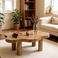 thumbnail image 6 of Cloud Shaped Coffee Table Natural Wood 40" with 4 Round Legs for Living Room, 6 of 8