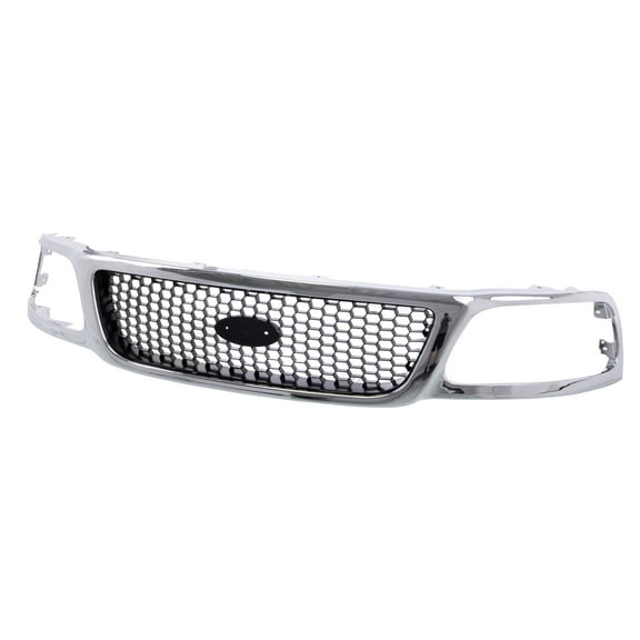 Tomoka Replacement Parts Front Grille Grill Assembly With Chrome Shell With Black Honeycomb Insert Compatible With Ford F150 1999-2003 F250 1999 Pickup Truck