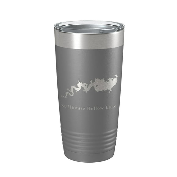 Stillhouse Hollow Lake Map Tumbler Travel Mug Insulated Laser Engraved Coffee Cup Texas 20 oz Dark Gray