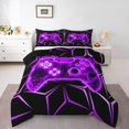 thumbnail image 2 of Erosebridal Gaming Comforter Sets Queen Size for Kids, Purple Gamepad Comforters & Duvets, Geometry Line Decor, Microfiber 3pcs, 2 of 7
