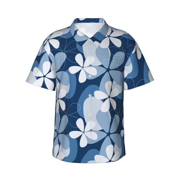 Balery Flower Camisas hawaianas de manga corta para hombre, camisas playeras de corte holgado, camisas de vacaciones con botones,Medium