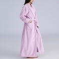 thumbnail image 5 of Defitshape Women's Fuzzy Flannel Fleece Loose Fit Long Bathrobe Bath robe V Neck Purple Medium-Large, 5 of 5