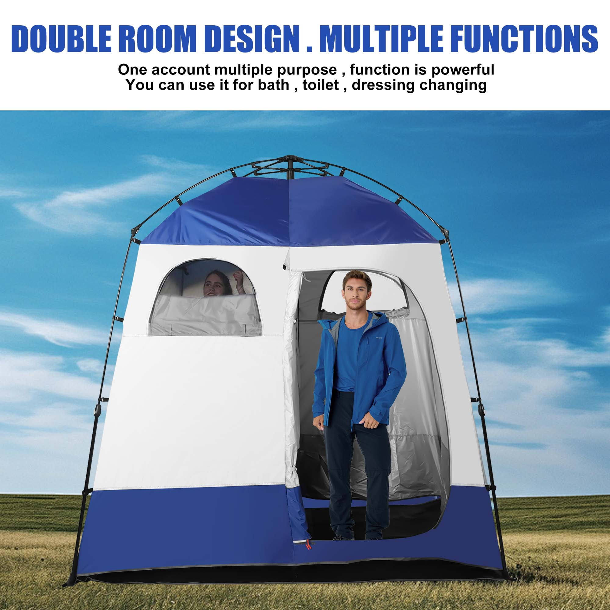 GVDV Camping Shower Tent, 2 - Person Privacy Tent with Carrying Bag