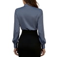 thumbnail image 5 of LIUJUNSHOP Womens Bow Tie Front Smocked Long Sleeve Blouse Elegant Office Shirt Top, 5 of 7