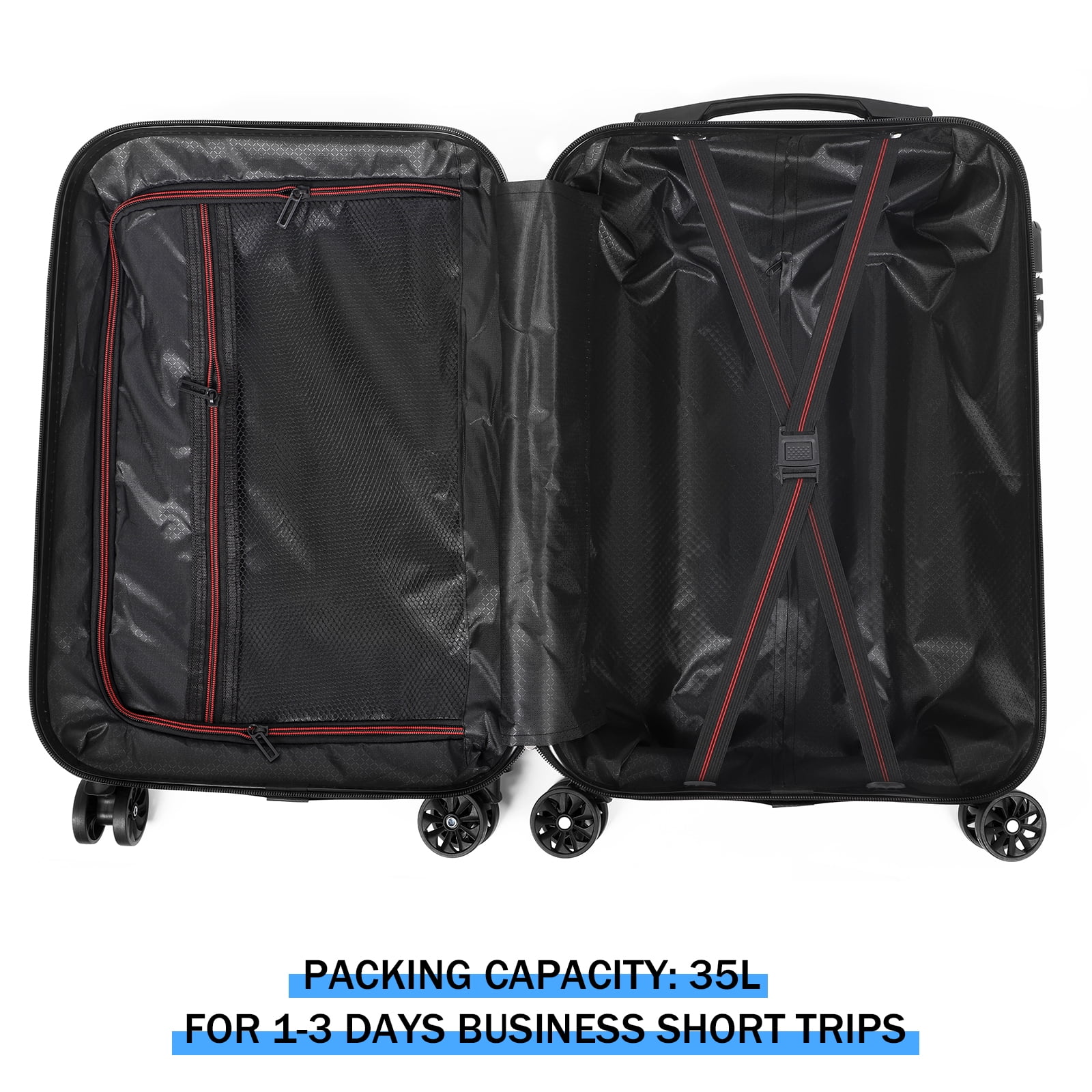 Carry On Luggage, 20" Hardside Suitcase ABS Spinner Luggage with Lock - Vertical in Silver