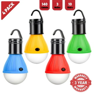 4Pcs Camping Light Bulb, Elbourn Portable LED Camping Lantern Camp Tent  Lights Lamp with Clip Hook with 3 Modes 