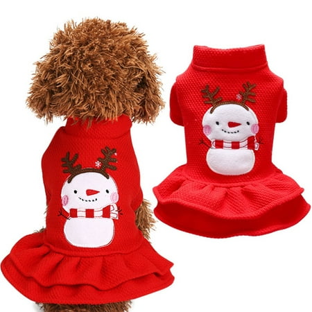 Pet Warm Clothes Dog Girl Costume Princess Dress 2-legged Cute Apparel Christmas