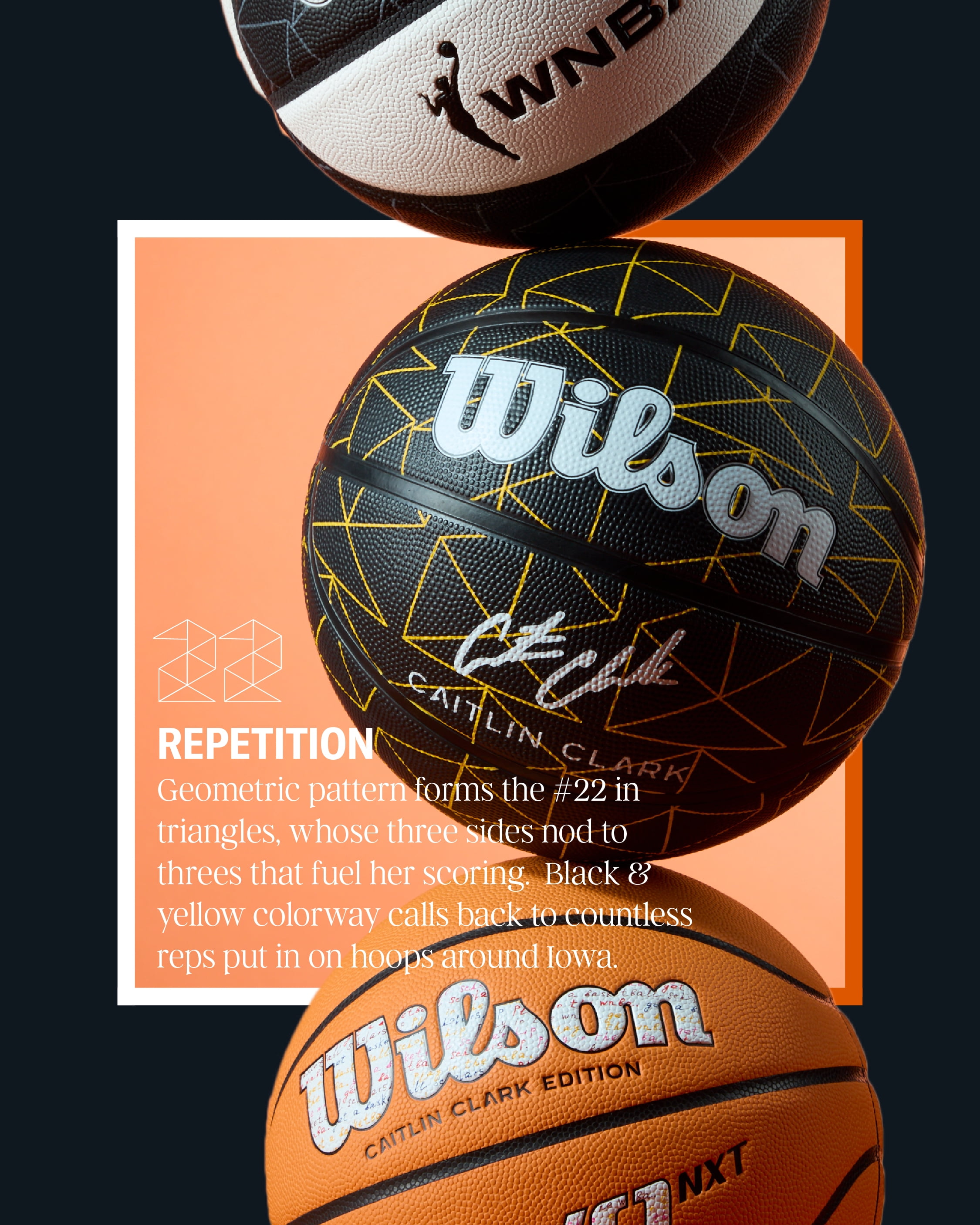 Wilson Caitlin Clark Repetition Outdoor Basketball - Black/Yellow, Size 6 - 28.5"