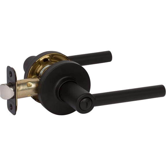 Delaney Hardware RD Privacy Door Handle, Fits Door 1-3/8 to 1-3/4 in. Thick, Black  Reversible Left/Right-Handed Bed & Bathroom Push Button Door Lever  Easy to Install
