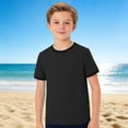 thumbnail image 2 of T-shirts à Manches Courtes Col Rond Unis pour Garçons, Hauts Décontractés Légers pour l'École et les Sorties, 5-14 Ans, 2 of 4