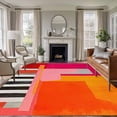 thumbnail image 3 of Pink Orange Area Rug 5x8 FT, Non Slip Bedroom Throw Carpet, Geometric Modern Abstract Oil Painting Washable Soft Floor Carpet Non-Shedding Rug for Living Room Nursery Dorm Office, 3 of 9