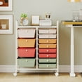 thumbnail image 2 of Costway 12-Drawer Rolling Storage Cart with Removable Drawers & Lockable Casters for Office Macaron Multicolor, 2 of 10