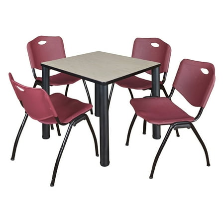UPC: 0843532079829 | Regency Kee Square Maple Breakroom Table with 4 Stackable M Chairs