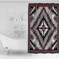 thumbnail image 4 of Extra Long Shower Curtain 72x84 Inch, Boho Red Grey Shower Curtain Waterproof Bathroom Decor Geometric Retro Southwestern Ethnic Fabric Bath Curtain Set Accessories with Hooks, 4 of 6