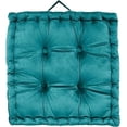 thumbnail image 1 of Xiao Hua Cojín cuadrado de terciopelo liso con asa, acolchado grueso para silla, tatami, 41,7 x 41,7 x 10 cm, color azul, 1 of 4