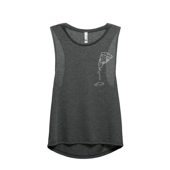 Gooey Pizza Slice Women's Fashion Sleeveless Muscle Tank Top Tee Charcoal Grey Small