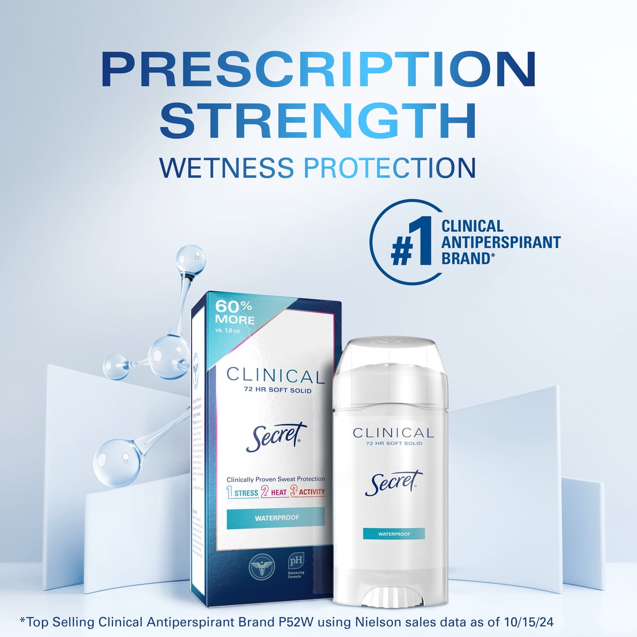Secret Clinical Strength Soft Solid Antiperspirant and Deodorant, Waterproof, 2.6 oz