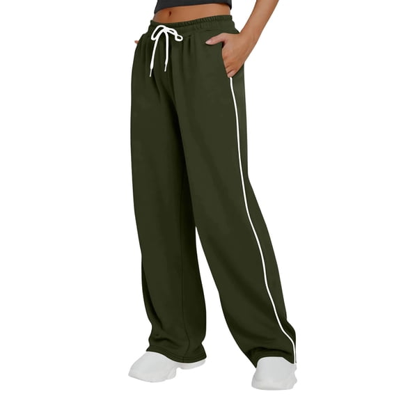 KLHDSF Pants For Women Loose Fit Drawstring Jogger Sweatpants Casual High Waist Versatile Lounge Pants Army Green L