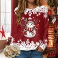 thumbnail image 5 of idosla Christmas Sweatshirt for Women Snowman Graphic Crewneck Long Sleeve Shirt Xmas Holiday Party Pullover Sweater Tops (Red, XXL), 5 of 9